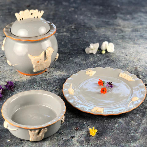 Carmel Ceramica Collection - Whisker Plate - French Grey