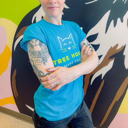 Tree House Logo Adult Shirt Teal Blue